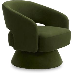 CHITA Swivel Accent Chair Armchair, FSC Certified Velvet Barrel Chair for Living Room Bedroom, Forest Green(Forest Green)