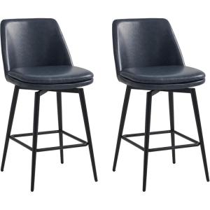 CHITA Swivel Bar Stools, 27.2″ Counter Height Bar Stools Set of 2, FSC Certified Upholstered Modern Counter Stools, Metal Legs, Fabric, Light Grey (Multi-Colored)(Blue)