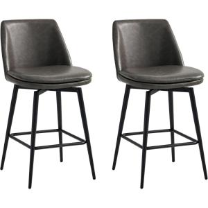 CHITA Swivel Bar Stools, 27.2″ Counter Height Bar Stools Set of 2, FSC Certified Upholstered Modern Counter Stools, Metal Legs, Fabric, Light Grey (Multi-Colored)(Grey)