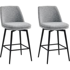CHITA Swivel Bar Stools, 27.2″ Counter Height Bar Stools Set of 2, FSC Certified Upholstered Modern Counter Stools, Metal Legs, Fabric, Light Grey (Multi-Colored)(Grey (Multi-colored))