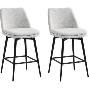 CHITA Swivel Bar Stools, 27.2″ Counter Height Bar Stools Set of 2, FSC Certified Upholstered Modern Counter Stools, Metal Legs, Fabric, Light Grey (Multi-Colored)(Light Grey (Multi-colored))