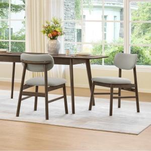 CHITA Upholstered Dining Chairs Set of 2, Mid Century Modern Kitchen & Dining Room Chairs, Solid Wood Frame in Walnut, Chenille Fabric in Silver (Gray)(Silver – Walnut)