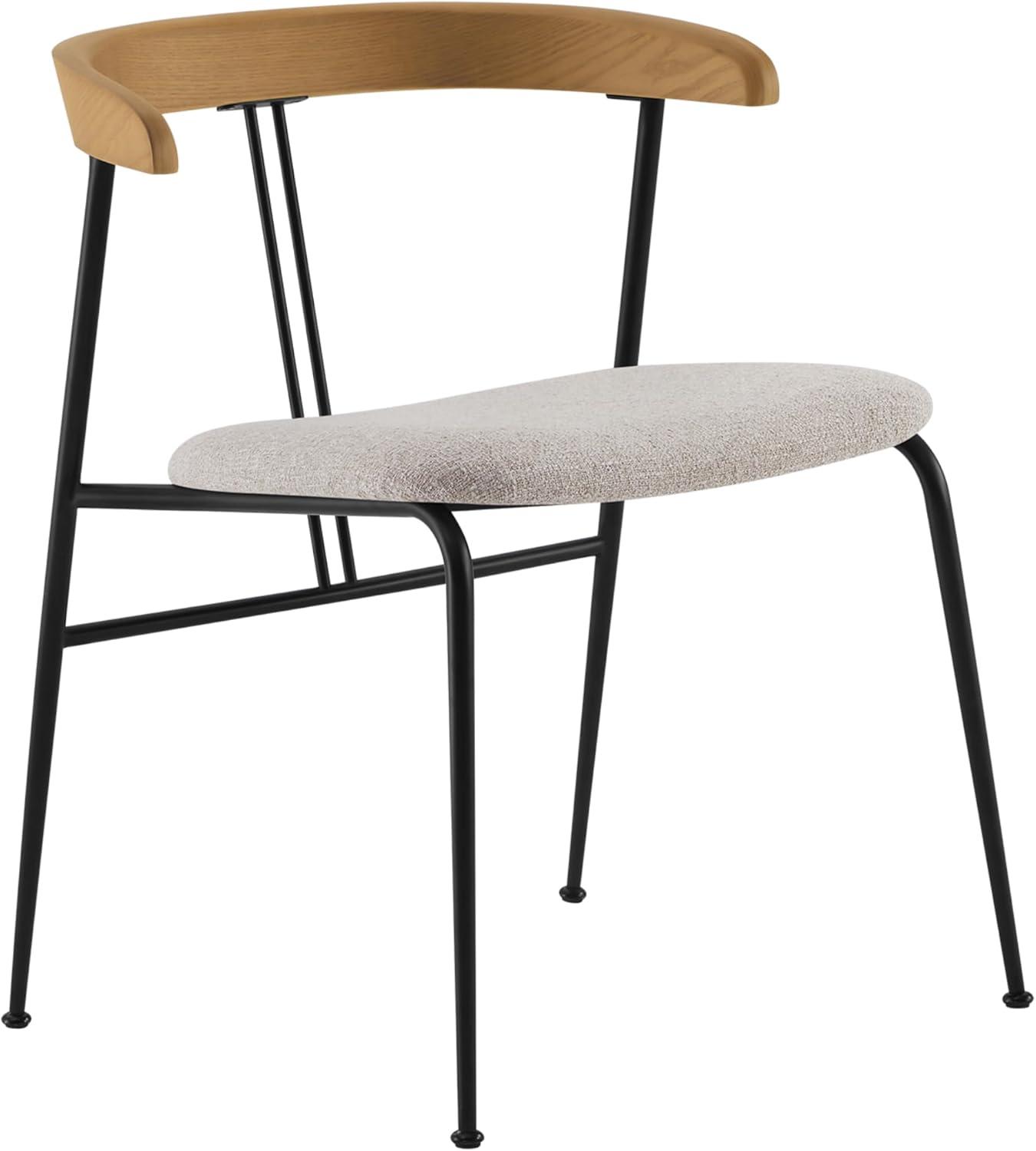 image:imageCHITA Upholstered Modern Dining Chairs Set of 2 FSC Certified Dining Chair with Metal Legs Mid Century Dining Chair with Upholstered Back WhiteOatmeal Wood Back