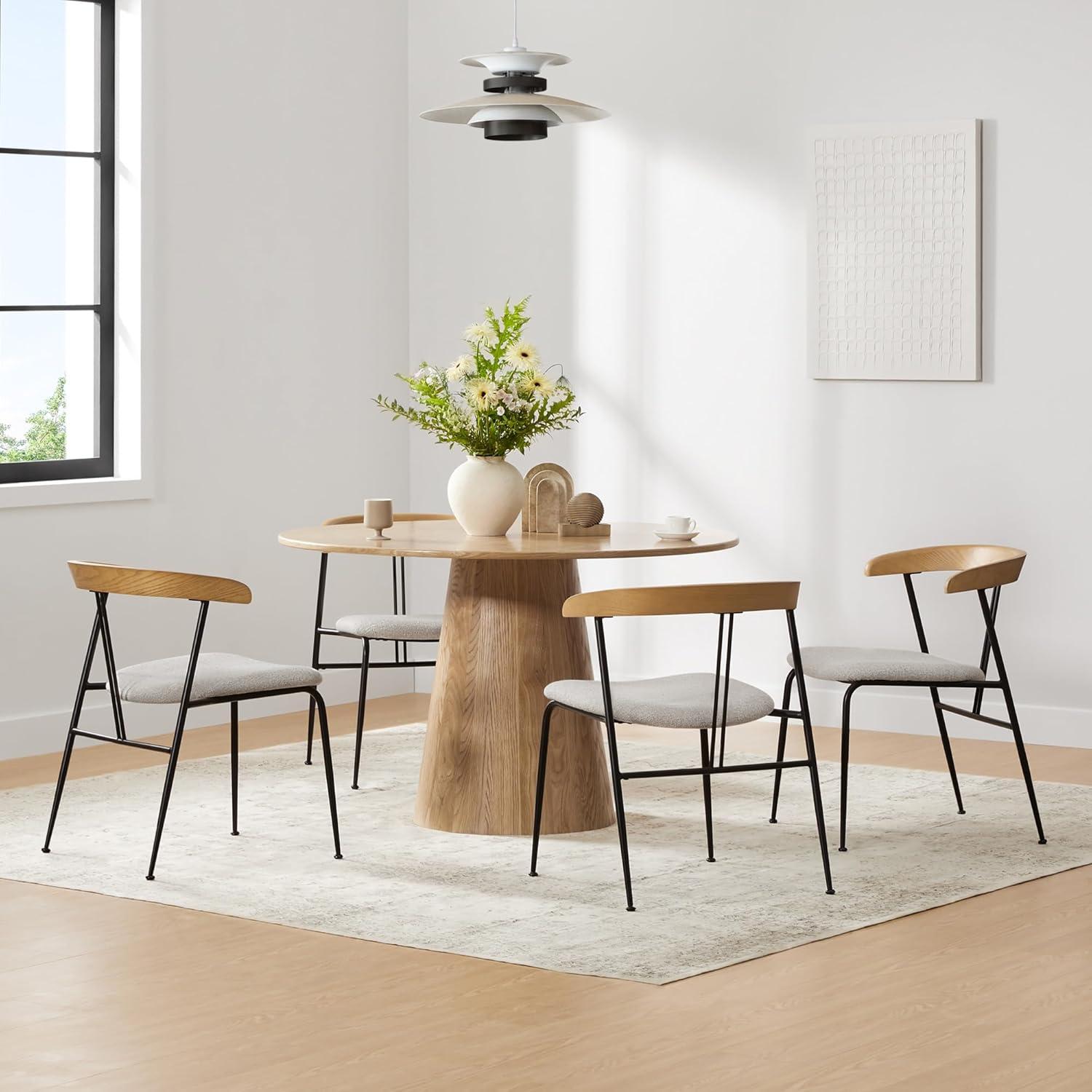 image:imageCHITA Upholstered Modern Dining Chairs Set of 2 FSC Certified Dining Chair with Metal Legs Mid Century Dining Chair with Upholstered Back WhiteOatmeal Wood Back