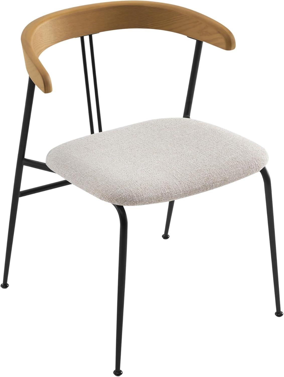 image:imageCHITA Upholstered Modern Dining Chairs Set of 2 FSC Certified Dining Chair with Metal Legs Mid Century Dining Chair with Upholstered Back WhiteOatmeal Wood Back