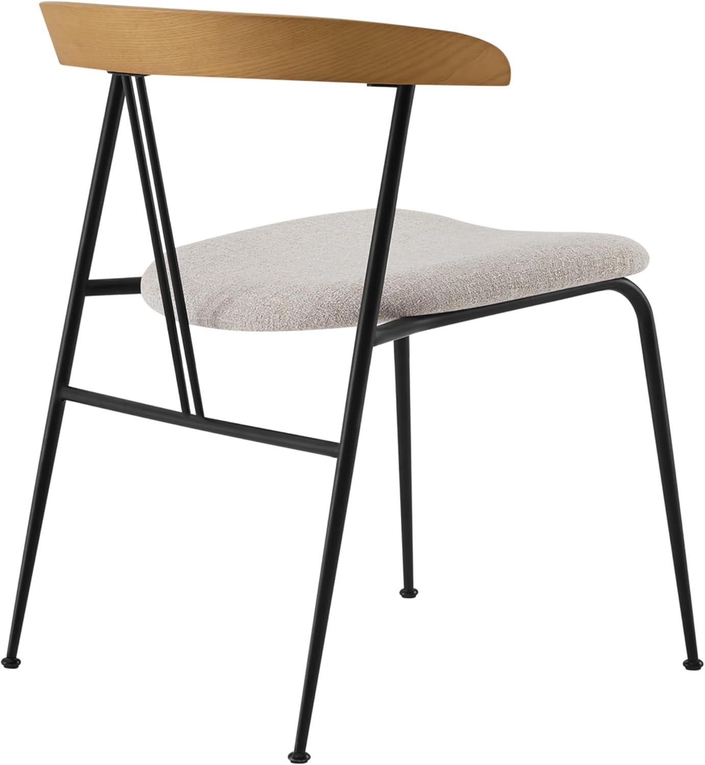 image:imageCHITA Upholstered Modern Dining Chairs Set of 2 FSC Certified Dining Chair with Metal Legs Mid Century Dining Chair with Upholstered Back WhiteOatmeal Wood Back