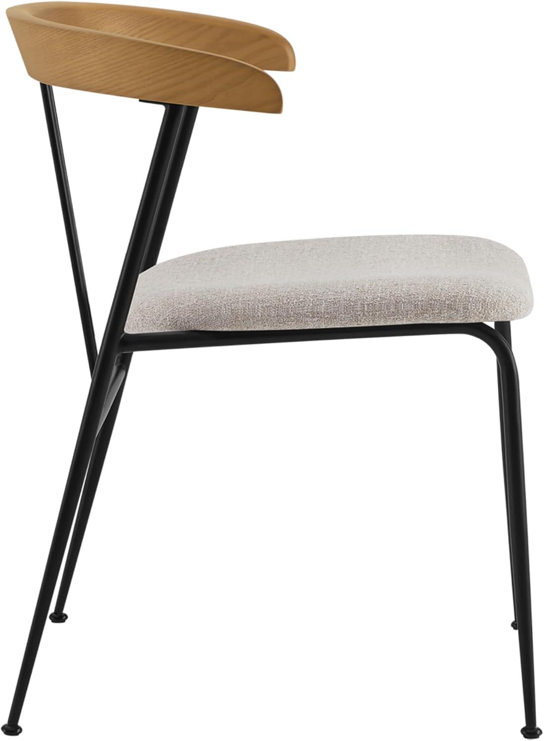 image:imageCHITA Upholstered Modern Dining Chairs Set of 2 FSC Certified Dining Chair with Metal Legs Mid Century Dining Chair with Upholstered Back WhiteOatmeal Wood Back