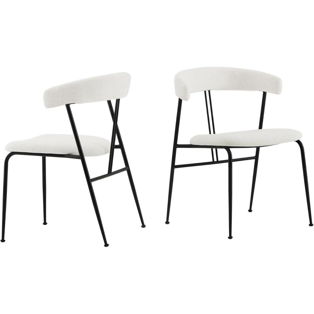 image:imageCHITA Upholstered Modern Dining Chairs Set of 2 FSC Certified Dining Chair with Metal Legs Mid Century Dining Chair with Upholstered Back WhiteWhite Upholstered Back
