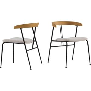 CHITA Upholstered Modern Dining Chairs Set of 2, FSC Certified Dining Chair with Metal Legs, Mid Century Dining Chair with Upholstered Back, White(Oatmeal – Wood Back)
