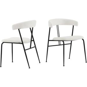 CHITA Upholstered Modern Dining Chairs Set of 2, FSC Certified Dining Chair with Metal Legs, Mid Century Dining Chair with Upholstered Back, White(White – Upholstered Back)