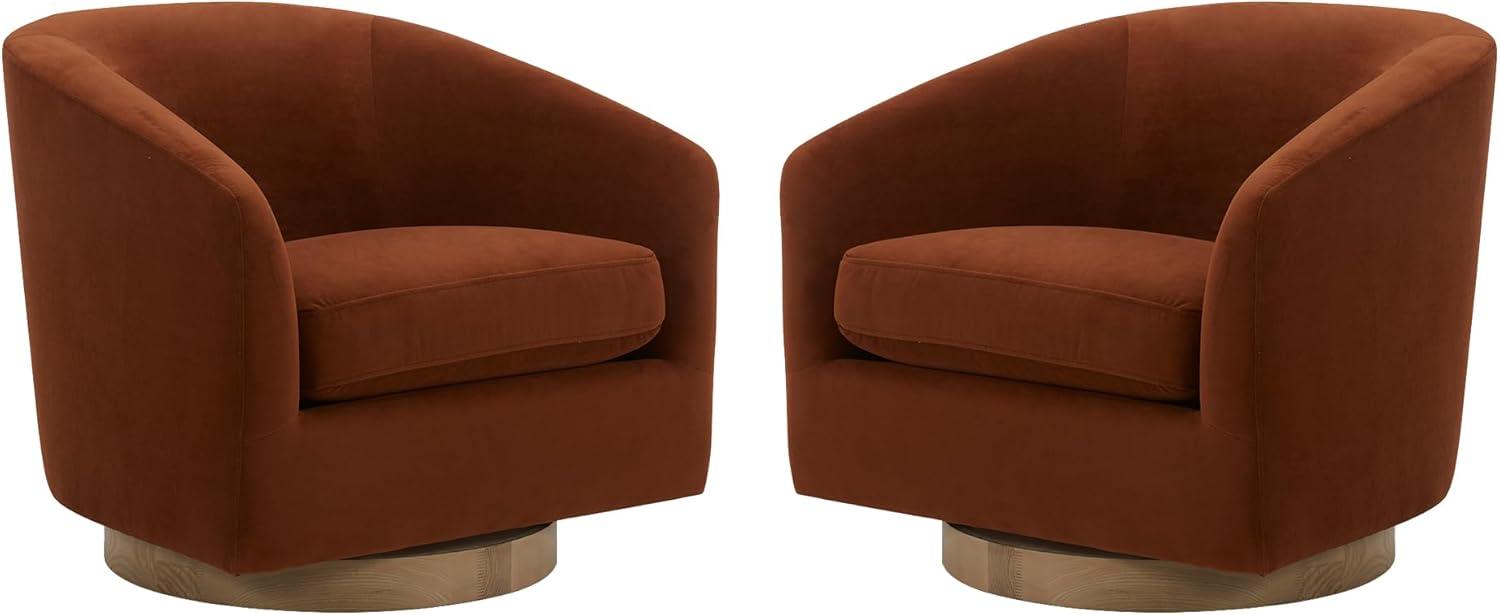 image:imageCHITA Swivel Accent Chair FSC Certified Upholstered Fabric Barrel Chair for Living Room Fully Assembled CreamBurnt Orange