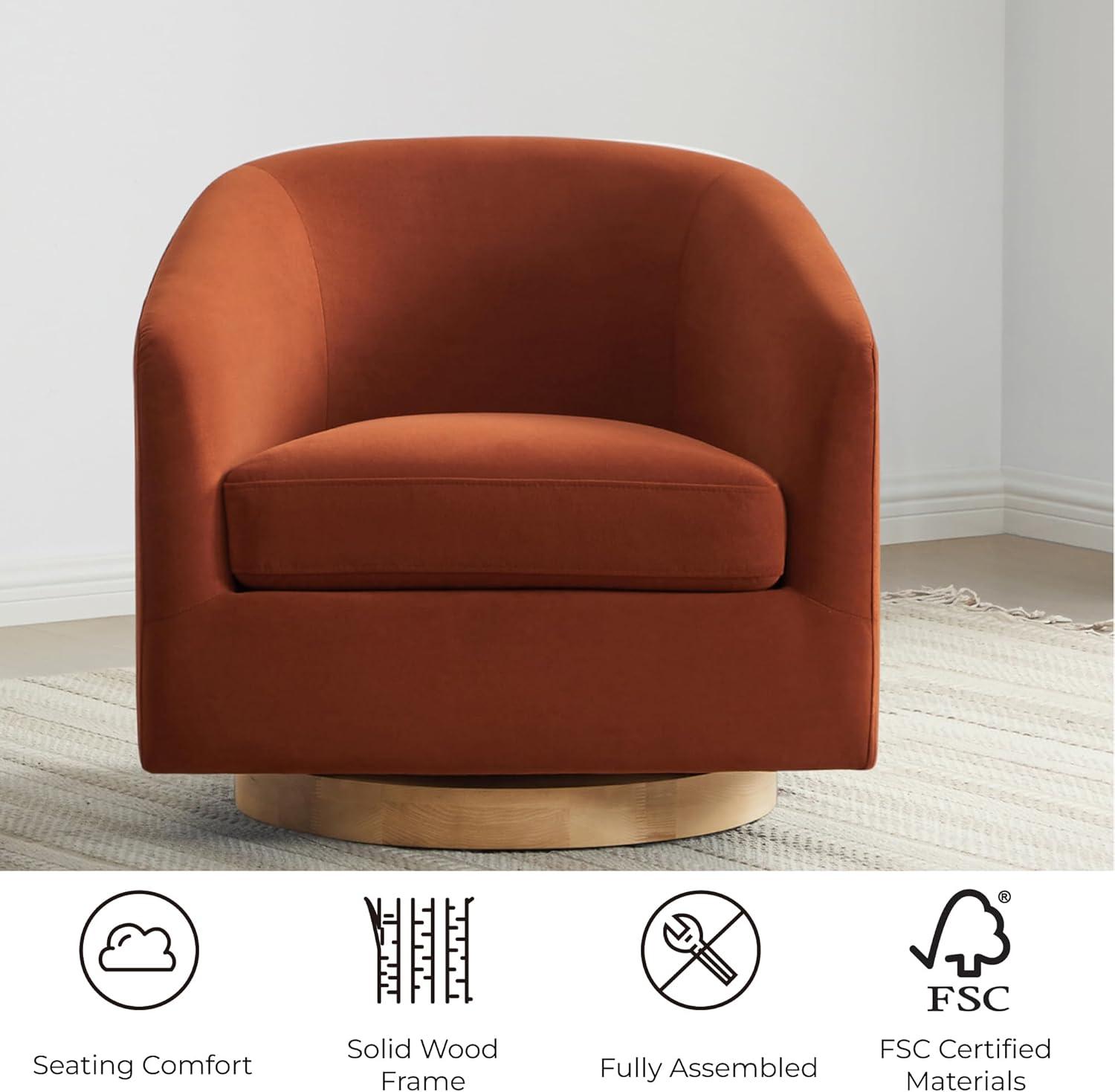 image:imageCHITA Swivel Accent Chair FSC Certified Upholstered Fabric Barrel Chair for Living Room Fully Assembled CreamBurnt Orange
