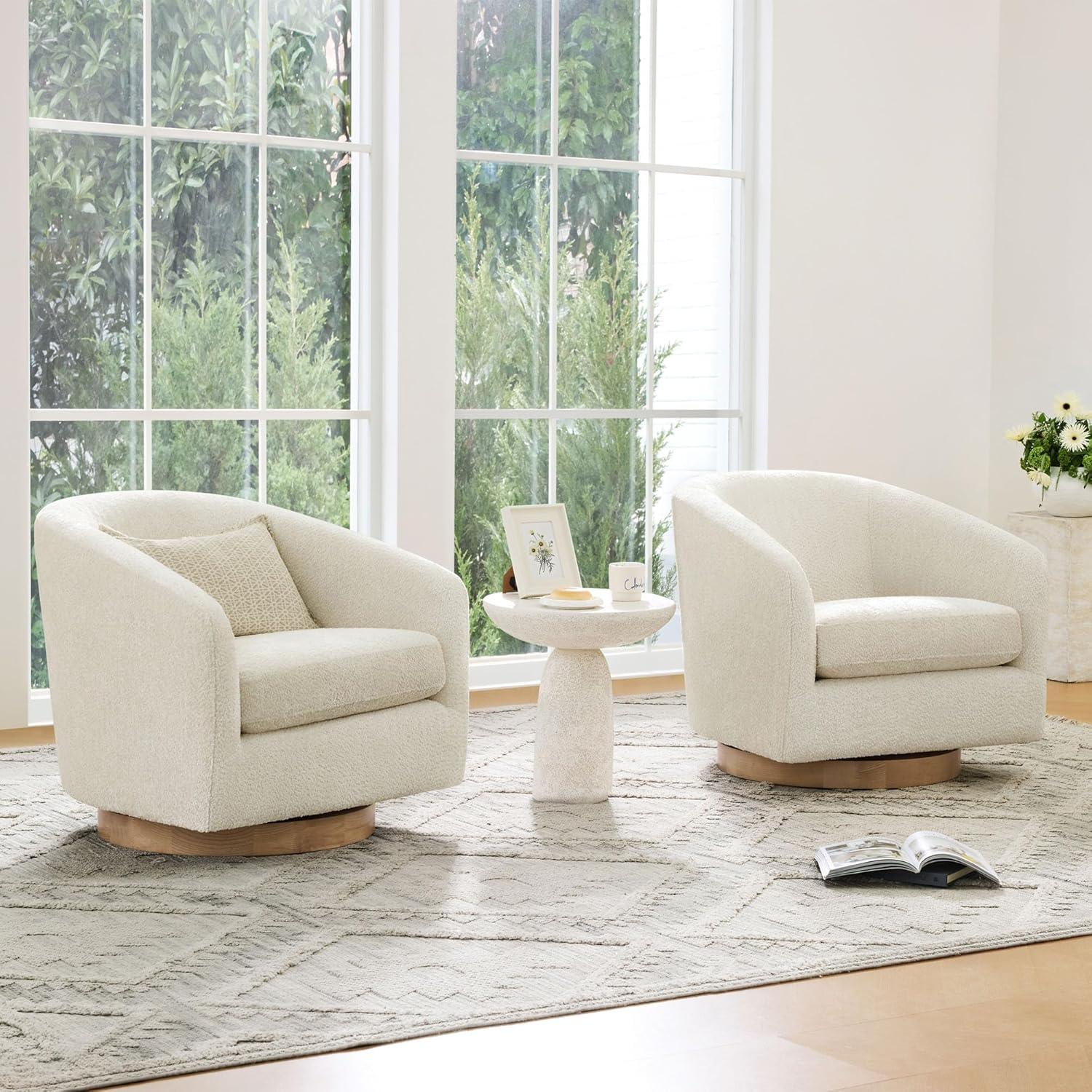 image:imageCHITA Swivel Accent Chair FSC Certified Upholstered Fabric Barrel Chair for Living Room Fully Assembled CreamCream