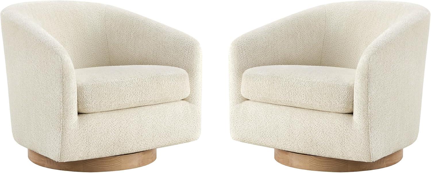 image:imageCHITA Swivel Accent Chair FSC Certified Upholstered Fabric Barrel Chair for Living Room Fully Assembled CreamCream