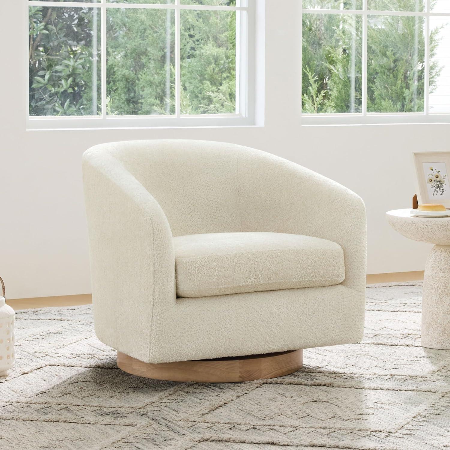 image:imageCHITA Swivel Accent Chair FSC Certified Upholstered Fabric Barrel Chair for Living Room Fully Assembled CreamCream