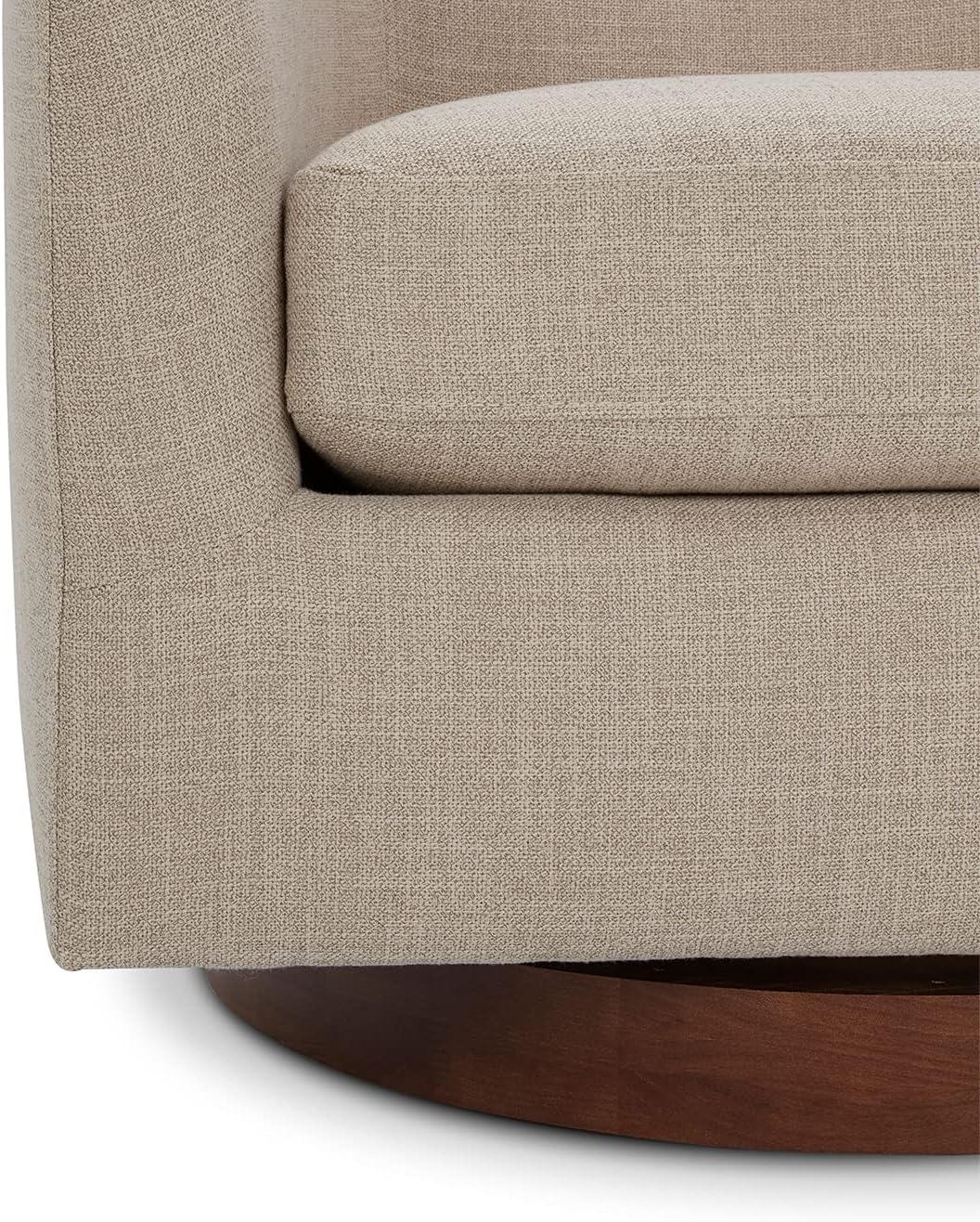 image:imageCHITA Swivel Accent Chair FSC Certified Upholstered Fabric Barrel Chair for Living Room Fully Assembled CreamFlax Beige