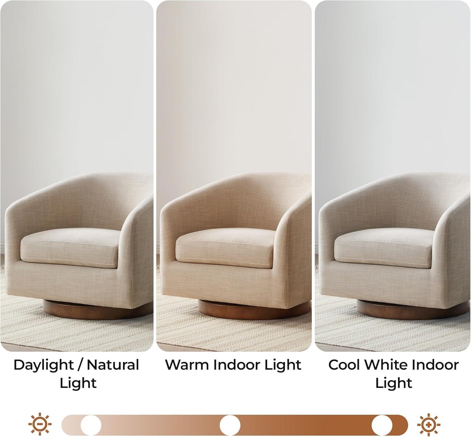 image:imageCHITA Swivel Accent Chair FSC Certified Upholstered Fabric Barrel Chair for Living Room Fully Assembled CreamFlax Beige