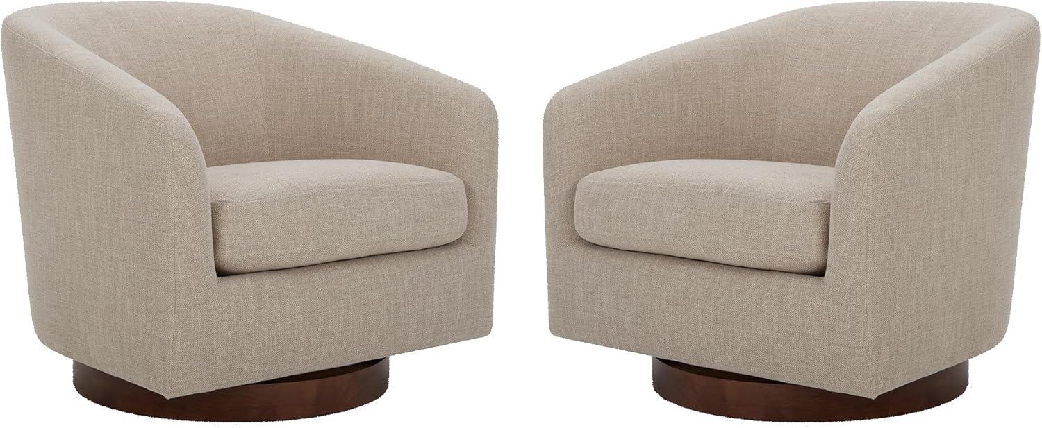 image:imageCHITA Swivel Accent Chair FSC Certified Upholstered Fabric Barrel Chair for Living Room Fully Assembled CreamFlax Beige