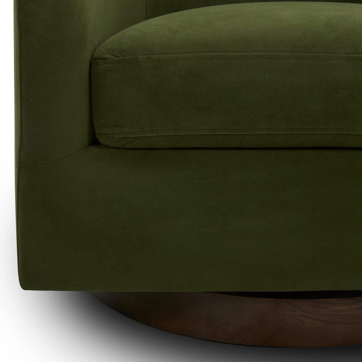 image:imageCHITA Swivel Accent Chair FSC Certified Upholstered Fabric Barrel Chair for Living Room Fully Assembled CreamForest Green
