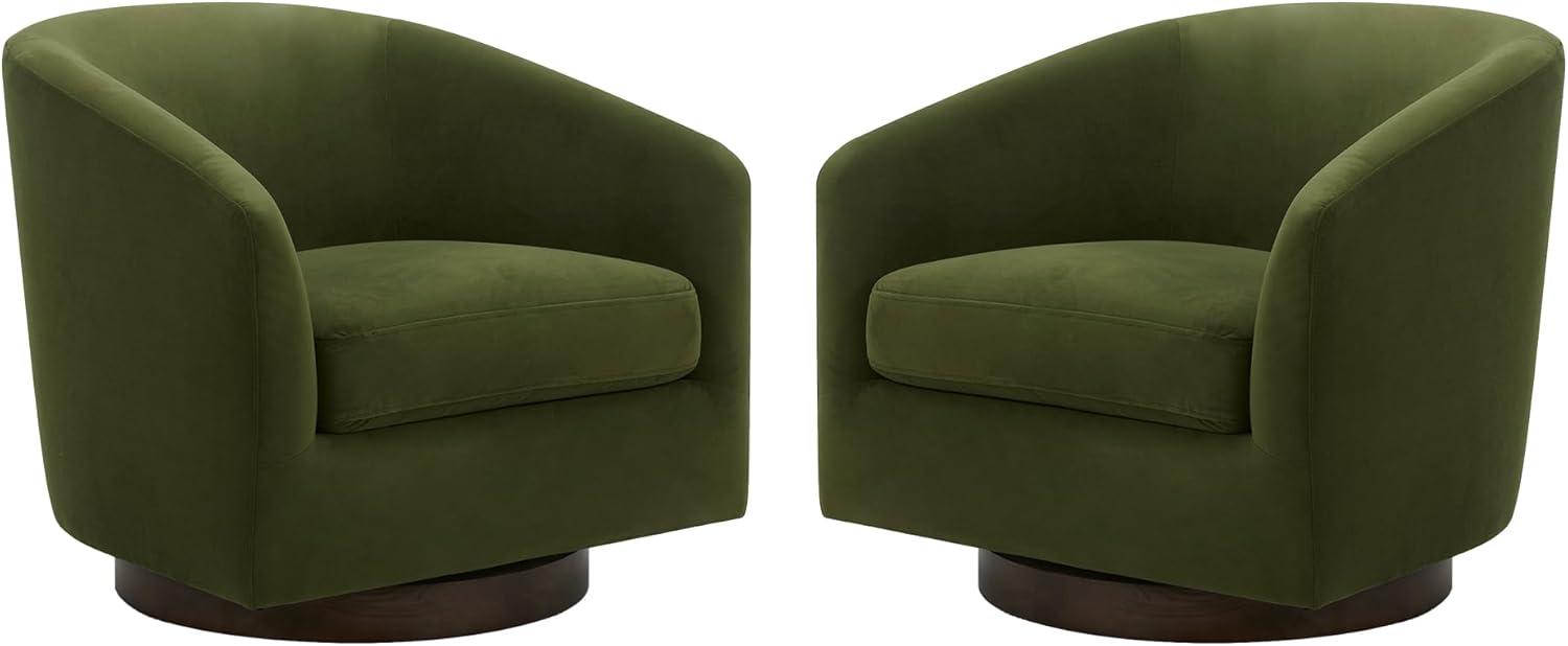 image:imageCHITA Swivel Accent Chair FSC Certified Upholstered Fabric Barrel Chair for Living Room Fully Assembled CreamForest Green