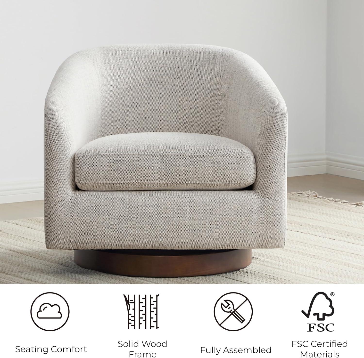 image:imageCHITA Swivel Accent Chair FSC Certified Upholstered Fabric Barrel Chair for Living Room Fully Assembled CreamIvory