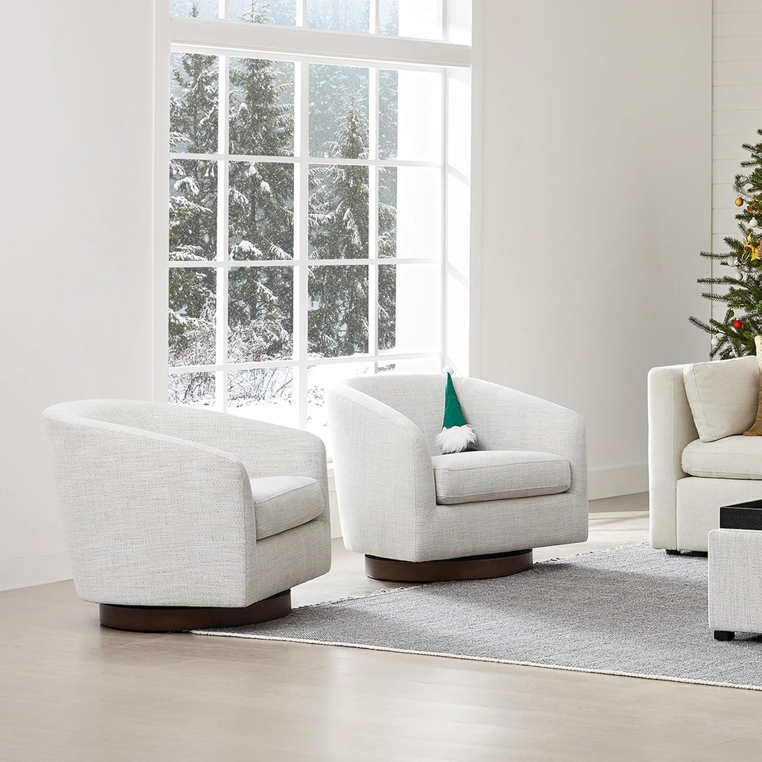 image:imageCHITA Swivel Accent Chair FSC Certified Upholstered Fabric Barrel Chair for Living Room Fully Assembled CreamIvory