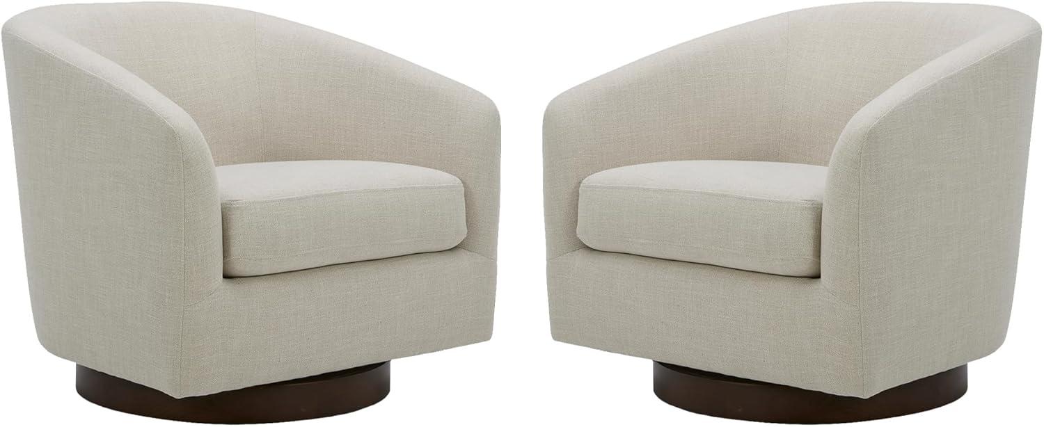 image:imageCHITA Swivel Accent Chair FSC Certified Upholstered Fabric Barrel Chair for Living Room Fully Assembled CreamLinen