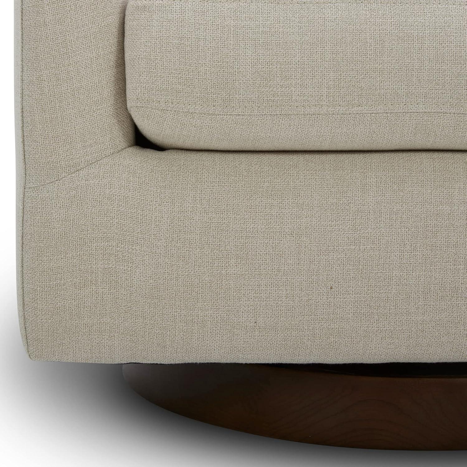image:imageCHITA Swivel Accent Chair FSC Certified Upholstered Fabric Barrel Chair for Living Room Fully Assembled CreamLinen