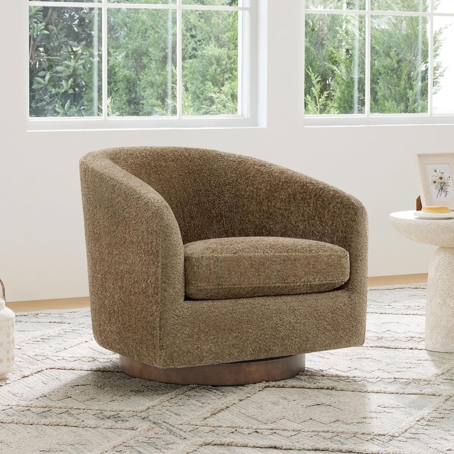 image:imageCHITA Swivel Accent Chair FSC Certified Upholstered Fabric Barrel Chair for Living Room Fully Assembled CreamMocha