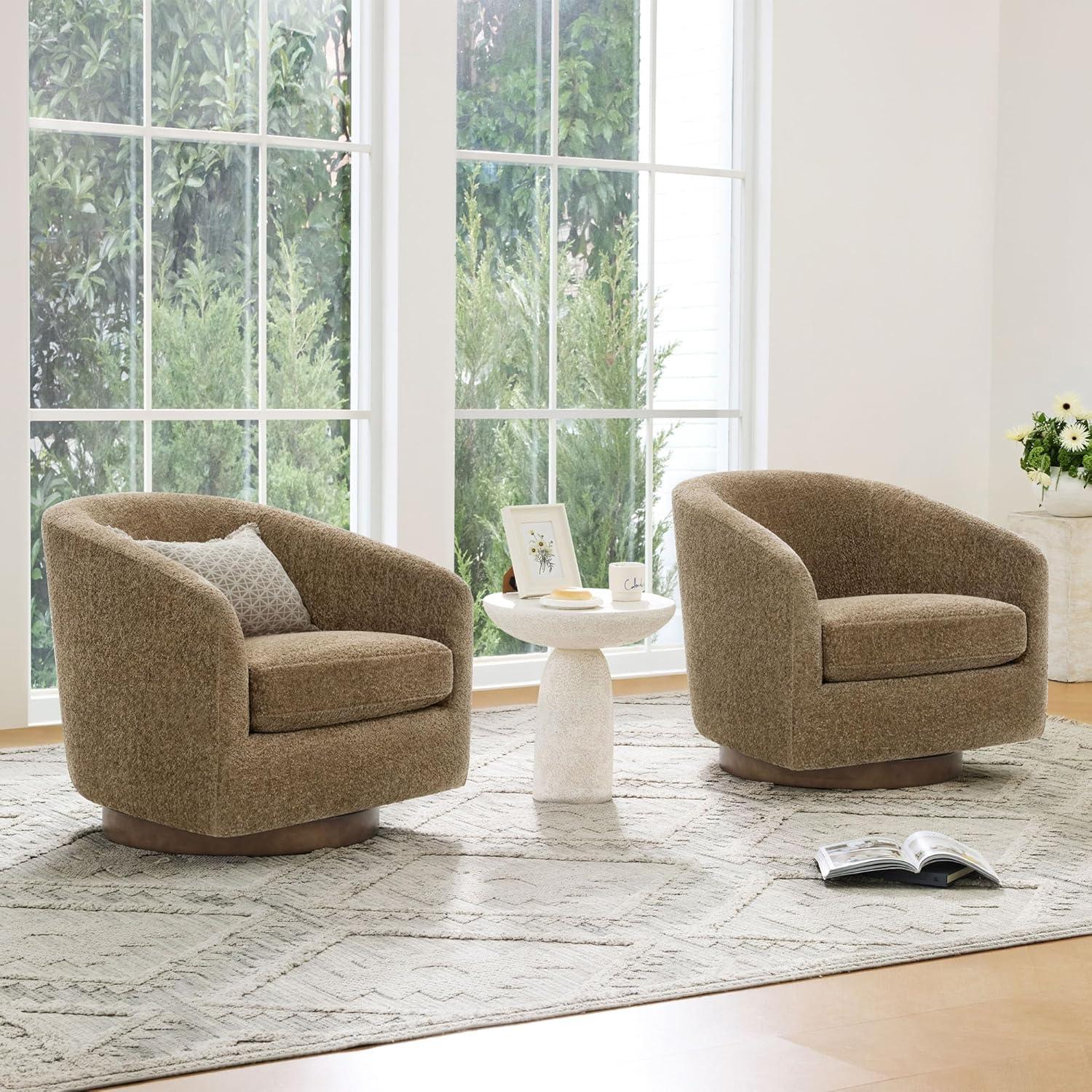image:imageCHITA Swivel Accent Chair FSC Certified Upholstered Fabric Barrel Chair for Living Room Fully Assembled CreamMocha