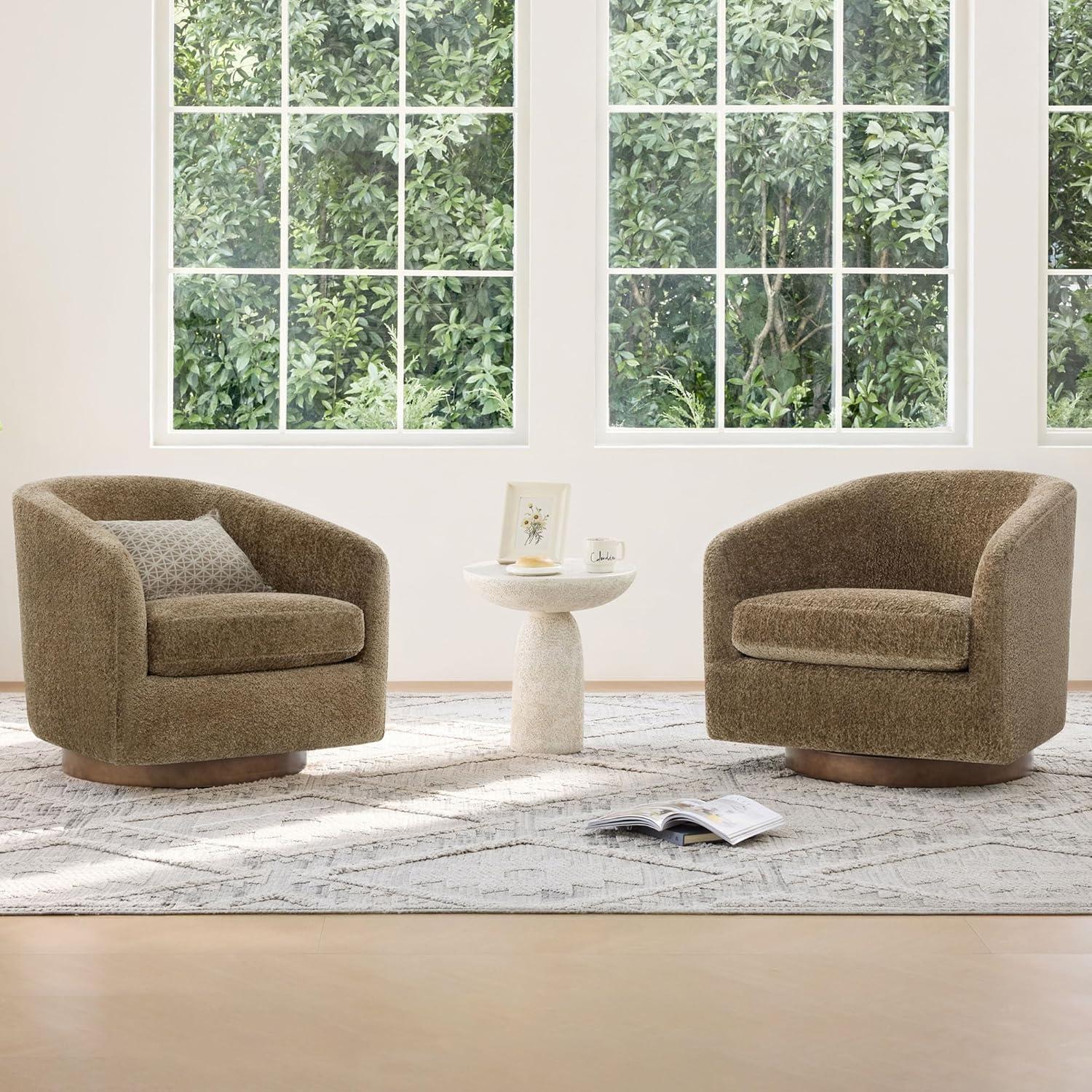 image:imageCHITA Swivel Accent Chair FSC Certified Upholstered Fabric Barrel Chair for Living Room Fully Assembled CreamMocha