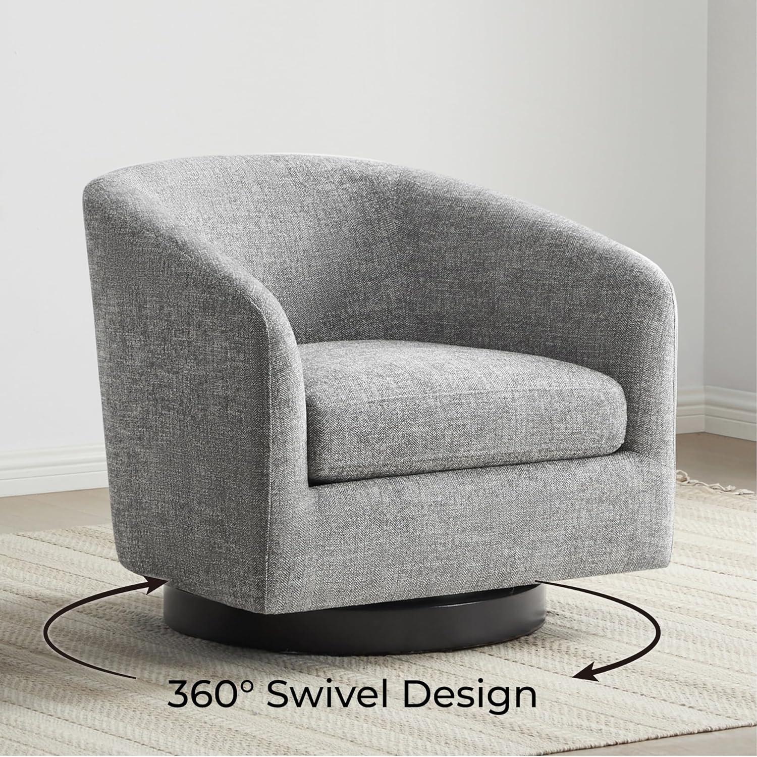 image:imageCHITA Swivel Accent Chair FSC Certified Upholstered Fabric Barrel Chair for Living Room Fully Assembled CreamPebble Grey