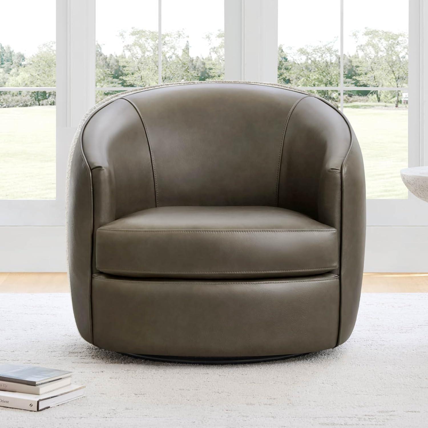 image:imageCHITA Swivel Barrel Chair Modern Comfy FSC Certified Upholstered Accent Chair for Living Room Fully Assembled OatmealMink Brown