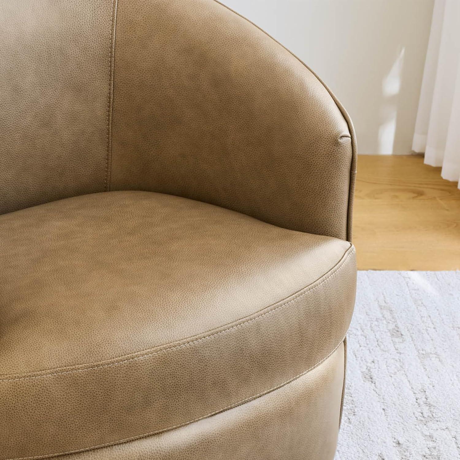 image:imageCHITA Swivel Barrel Chair Modern Comfy FSC Certified Upholstered Accent Chair for Living Room Fully Assembled OatmealMocha