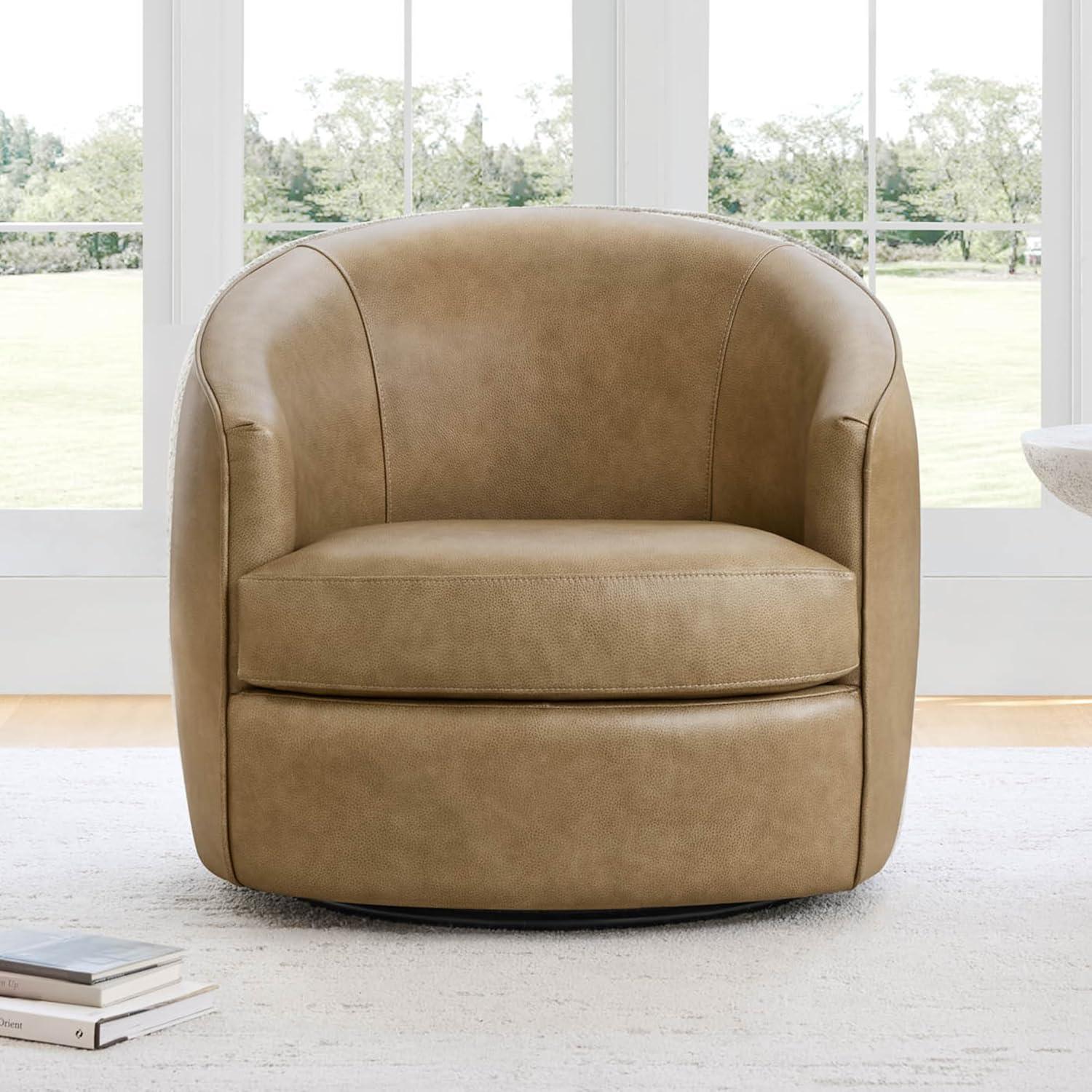 image:imageCHITA Swivel Barrel Chair Modern Comfy FSC Certified Upholstered Accent Chair for Living Room Fully Assembled OatmealMocha