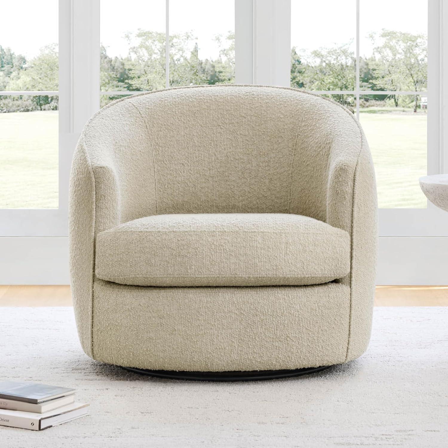 image:imageCHITA Swivel Barrel Chair Modern Comfy FSC Certified Upholstered Accent Chair for Living Room Fully Assembled OatmealOatmeal