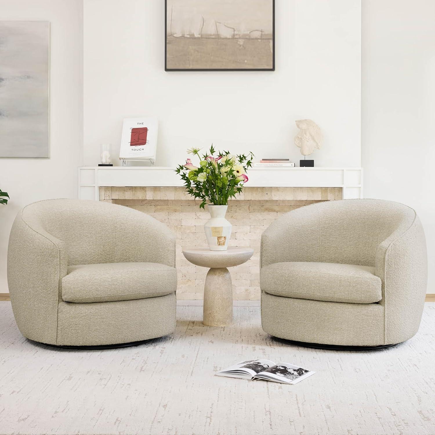 image:imageCHITA Swivel Barrel Chair Modern Comfy FSC Certified Upholstered Accent Chair for Living Room Fully Assembled OatmealOatmeal