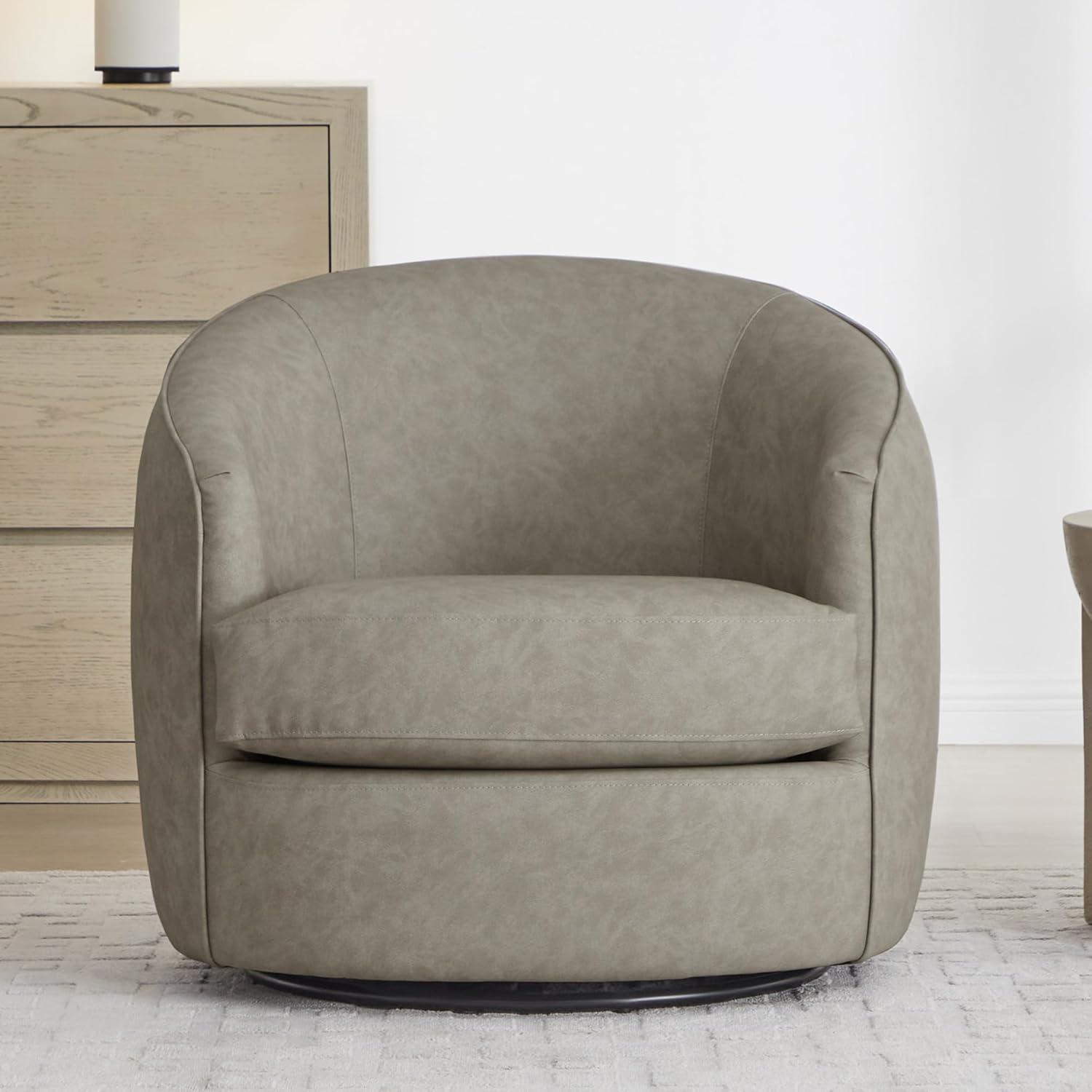 image:imageCHITA Swivel Barrel Chair Modern Comfy FSC Certified Upholstered Accent Chair for Living Room Fully Assembled OatmealStone Grey