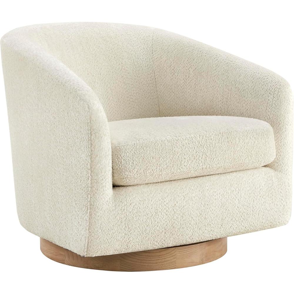 image:imageCHITA Swivel Accent Chair FSC Certified Upholstered Fabric Barrel Chair for Living Room Fully Assembled CreamCream