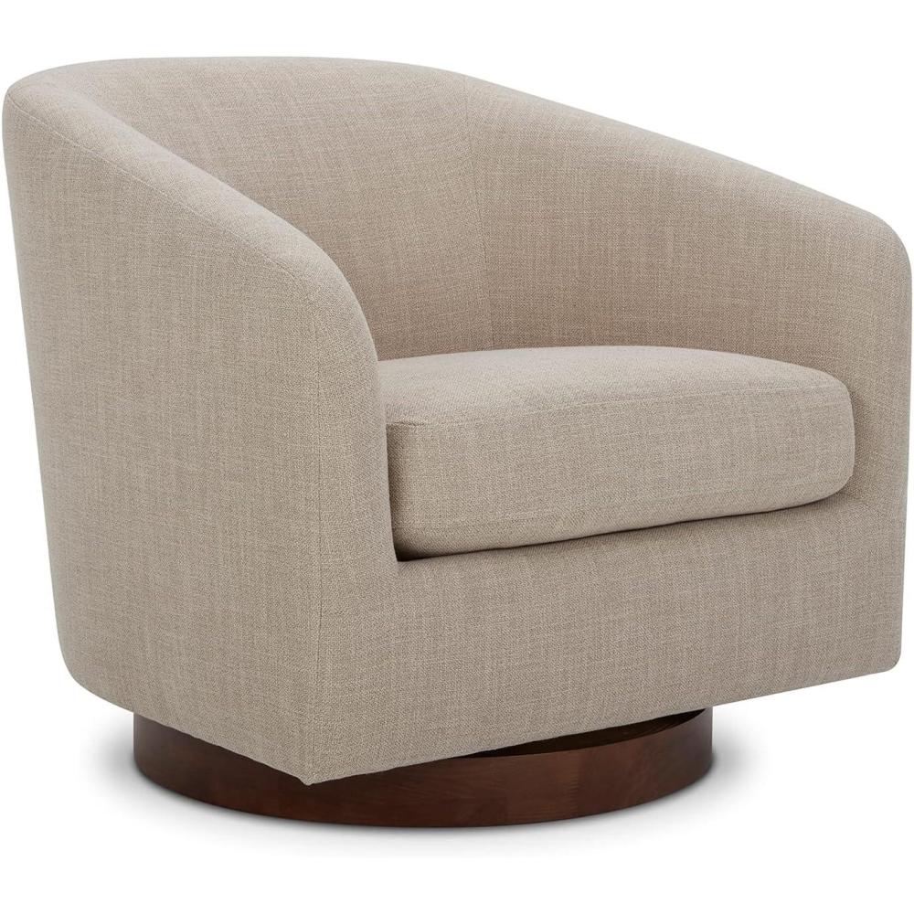 image:imageCHITA Swivel Accent Chair FSC Certified Upholstered Fabric Barrel Chair for Living Room Fully Assembled CreamFlax Beige