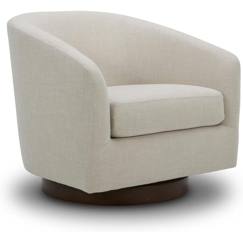 image:imageCHITA Swivel Accent Chair FSC Certified Upholstered Fabric Barrel Chair for Living Room Fully Assembled CreamLinen