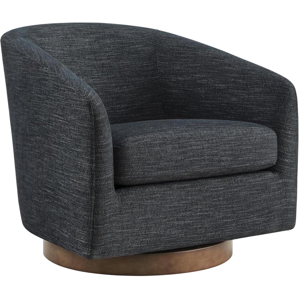 image:imageCHITA Swivel Accent Chair FSC Certified Upholstered Fabric Barrel Chair for Living Room Fully Assembled CreamMidnight