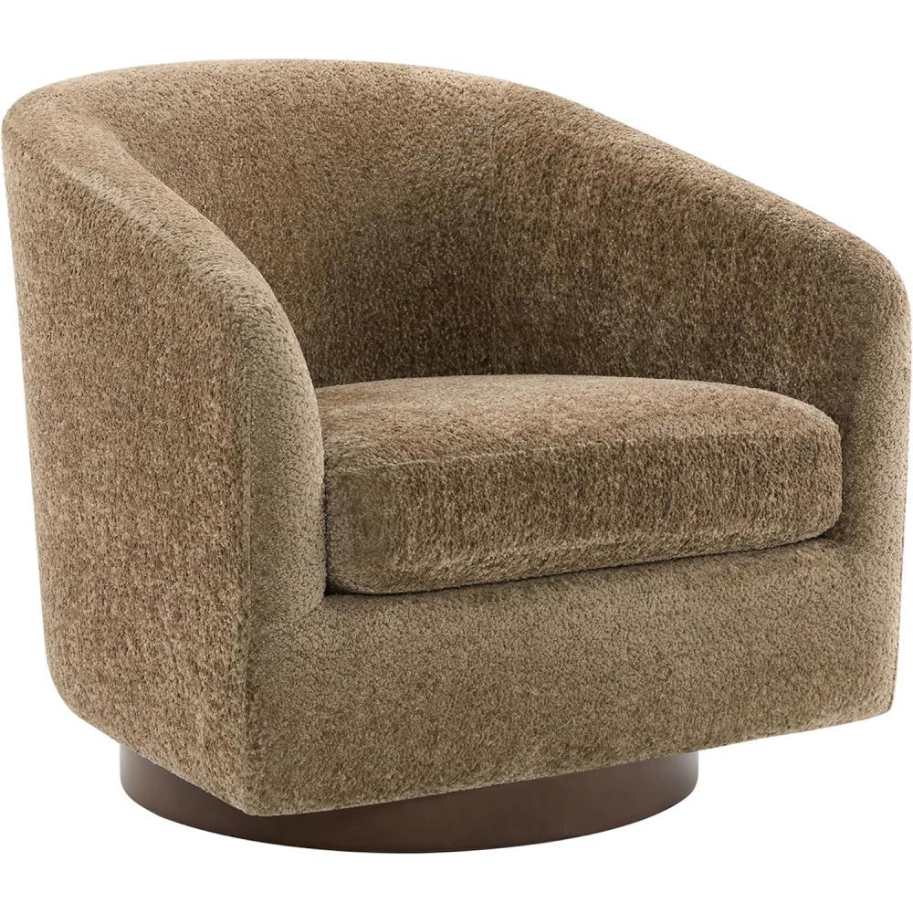 image:imageCHITA Swivel Accent Chair FSC Certified Upholstered Fabric Barrel Chair for Living Room Fully Assembled CreamMocha