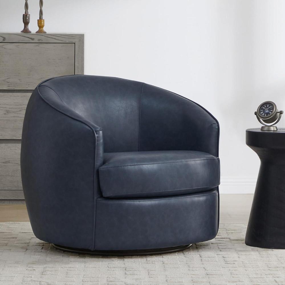 image:imageCHITA Swivel Barrel Chair Modern Comfy FSC Certified Upholstered Accent Chair for Living Room Fully Assembled OatmealBlue