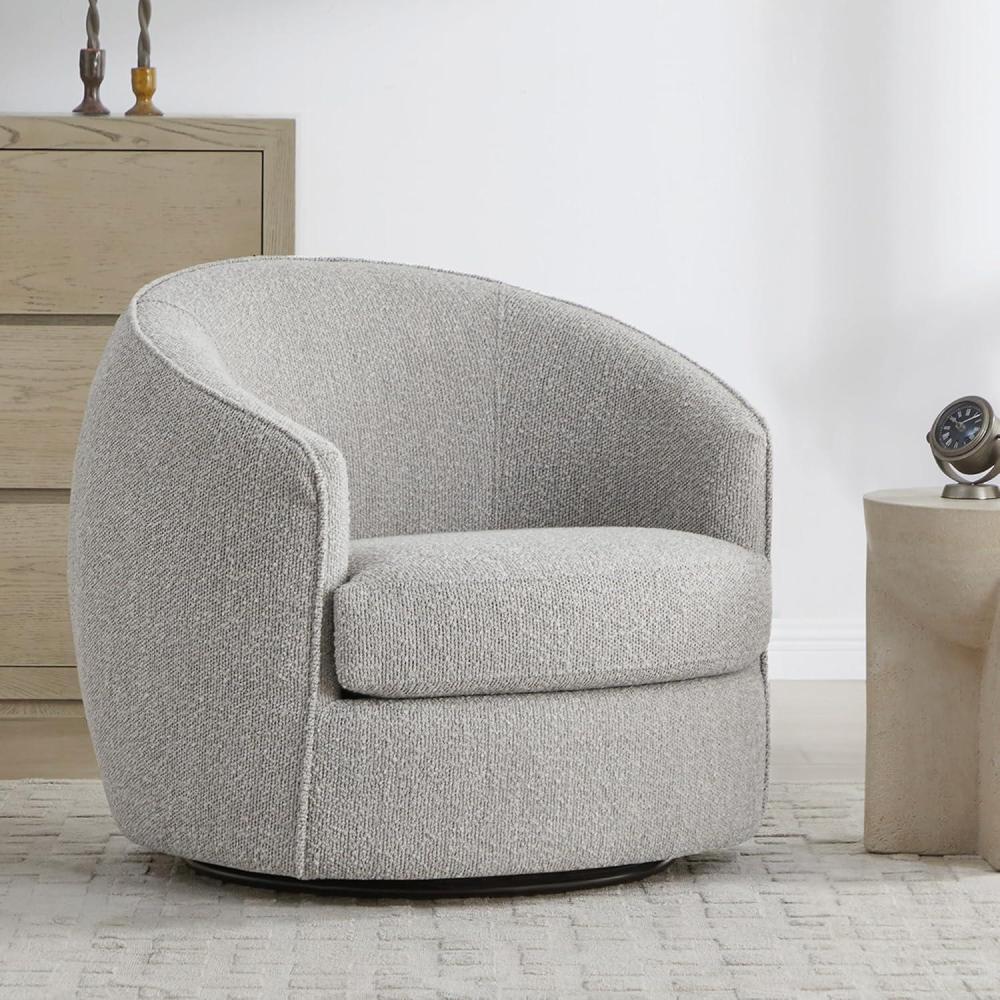 image:imageCHITA Swivel Barrel Chair Modern Comfy FSC Certified Upholstered Accent Chair for Living Room Fully Assembled OatmealLight Grey