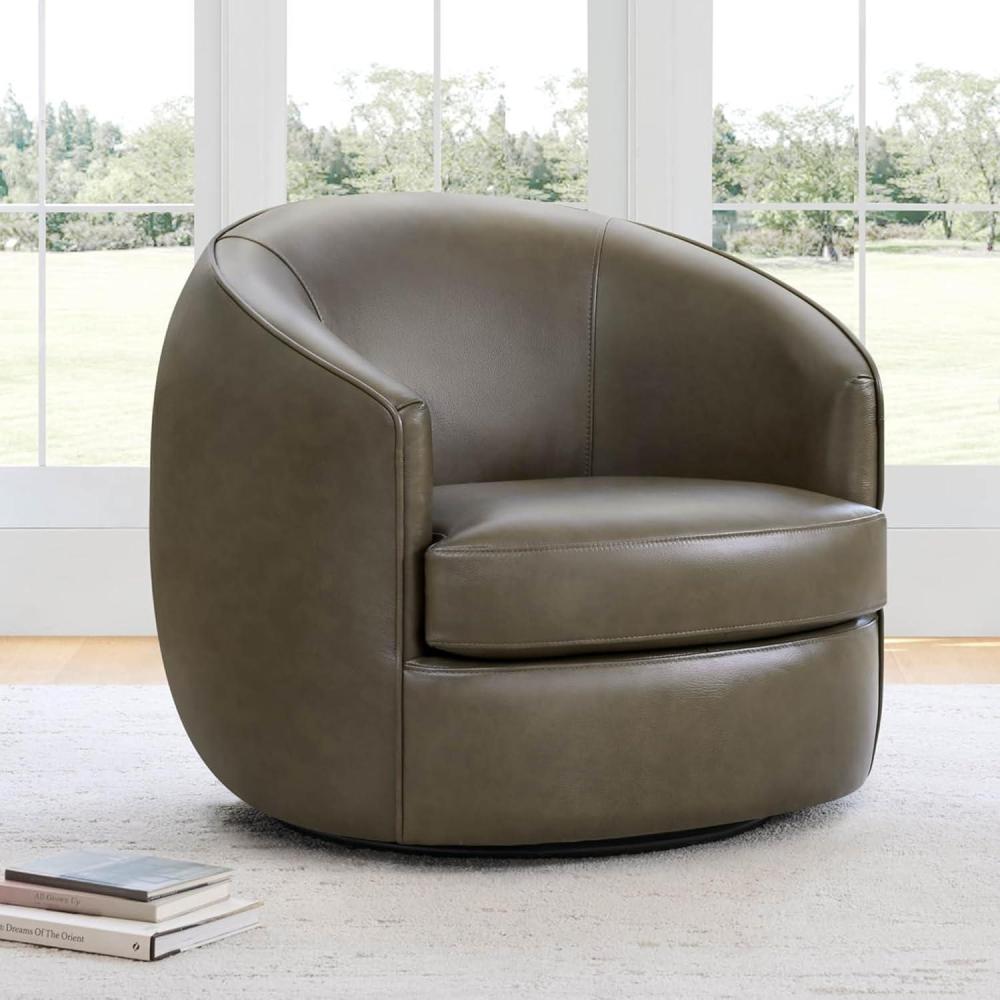 image:imageCHITA Swivel Barrel Chair Modern Comfy FSC Certified Upholstered Accent Chair for Living Room Fully Assembled OatmealMink Brown