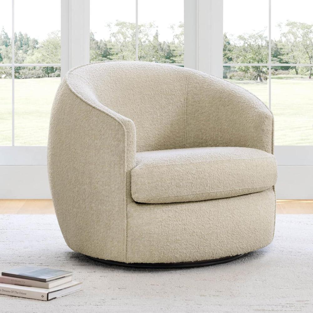 image:imageCHITA Swivel Barrel Chair Modern Comfy FSC Certified Upholstered Accent Chair for Living Room Fully Assembled OatmealOatmeal