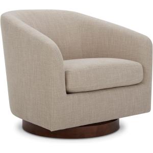 CHITA Swivel Accent Chair, FSC Certified Upholstered Fabric Barrel Chair for Living Room, Fully Assembled, Cream(Flax Beige)