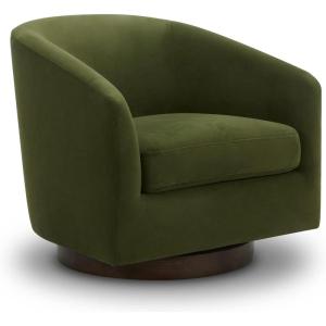 CHITA Swivel Accent Chair, FSC Certified Upholstered Fabric Barrel Chair for Living Room, Fully Assembled, Cream(Forest Green)