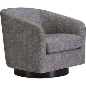 CHITA Swivel Accent Chair, FSC Certified Upholstered Fabric Barrel Chair for Living Room, Fully Assembled, Cream(Pebble Grey)